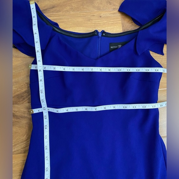 Betsy & Adam Cobalt Blue Evening Gown Maxi Dress Mermaid Ruffle Wedding Prom 4 - Picture 7 of 8